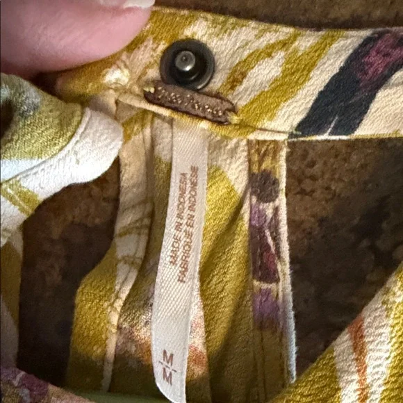 Free People Chartreuse Floral Off-Shoulder Blouse - Picture 5 of 9